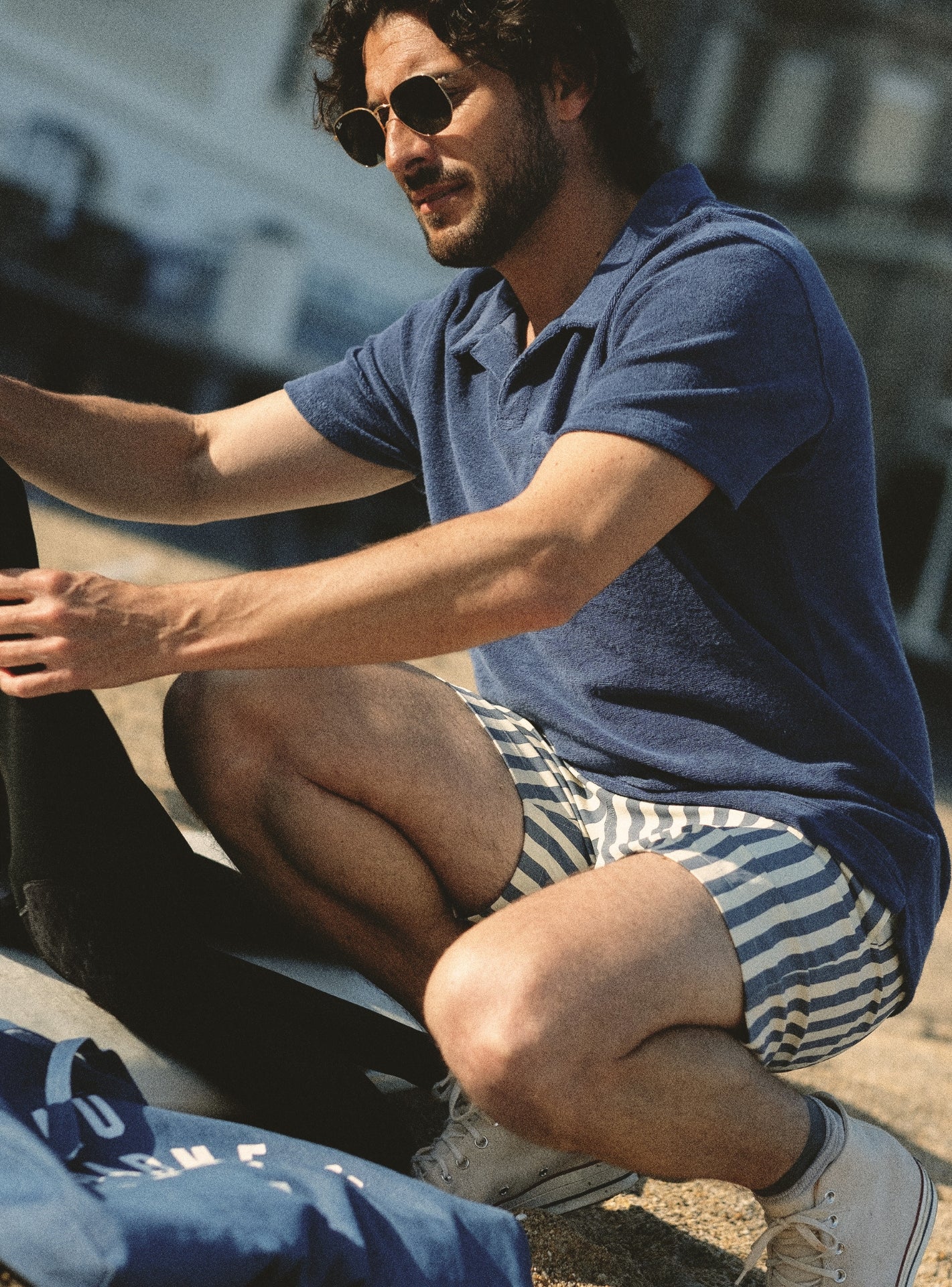 Nery Celeste Striped Swim Short