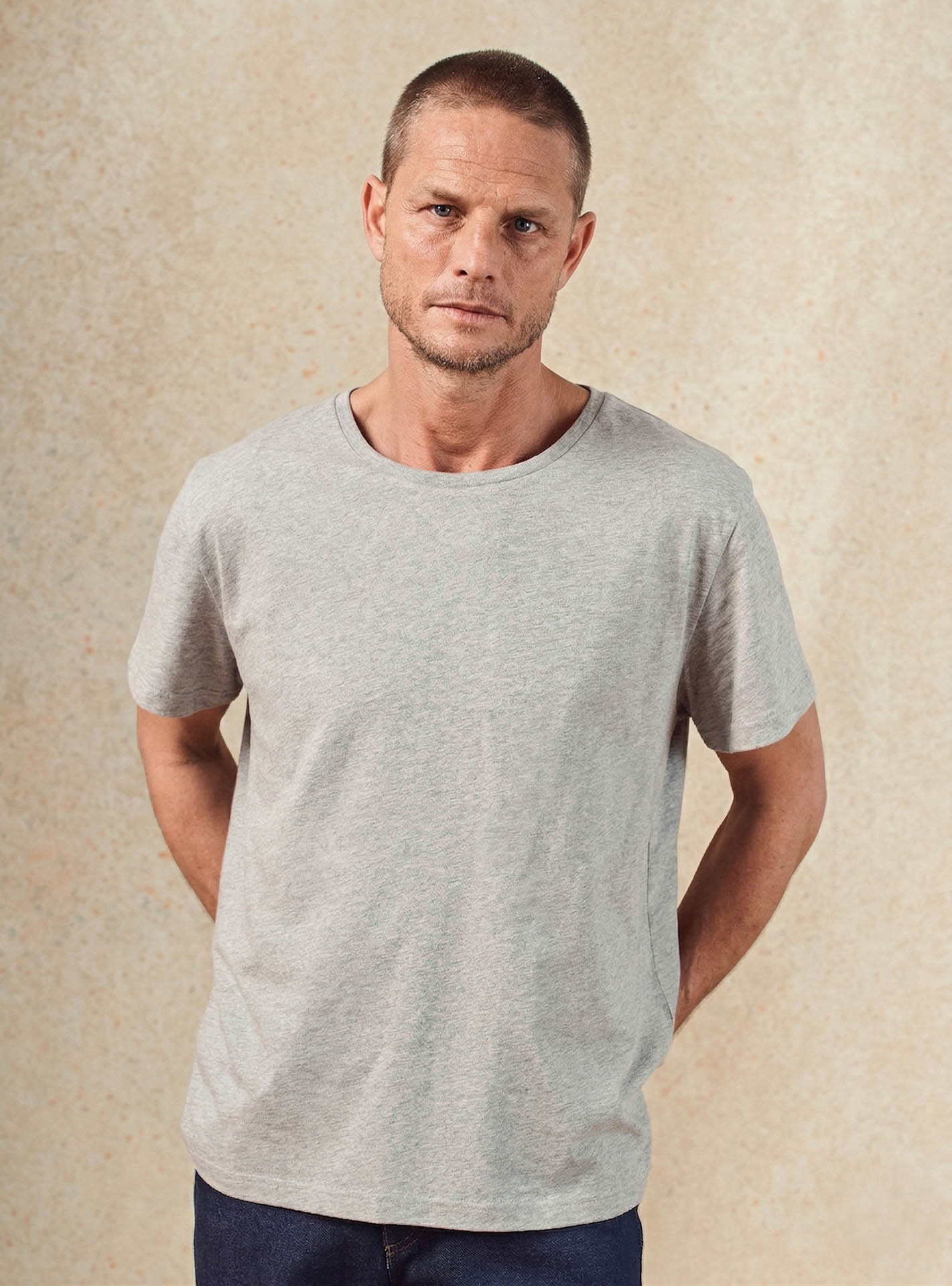 T-shirt en coton Balibaris - Orson Mixed Grey - Plan taille
