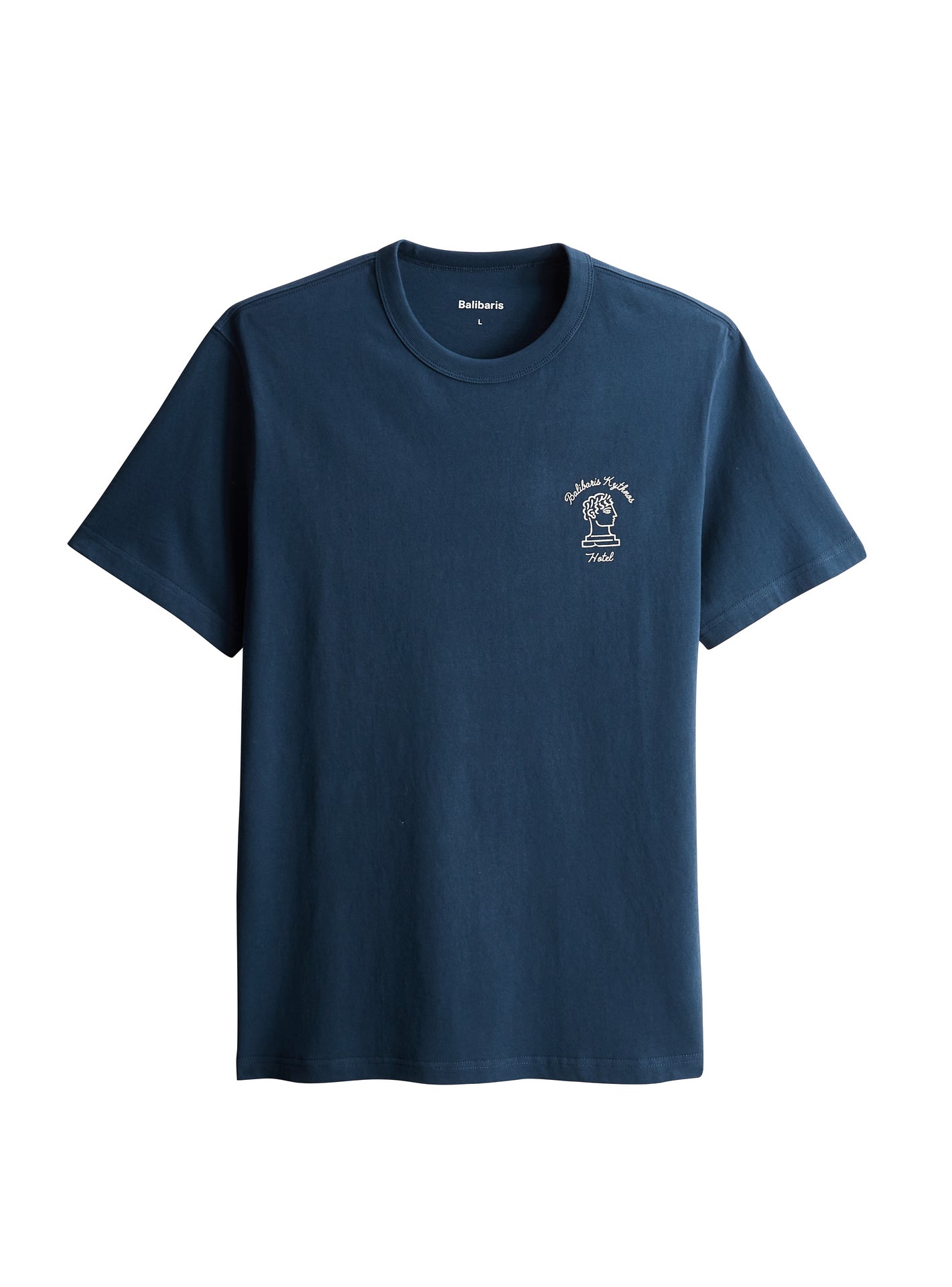 T-shirt Zeus Océan – T-shirt 100% coton bleu avec col rond et coupe ample – packshot