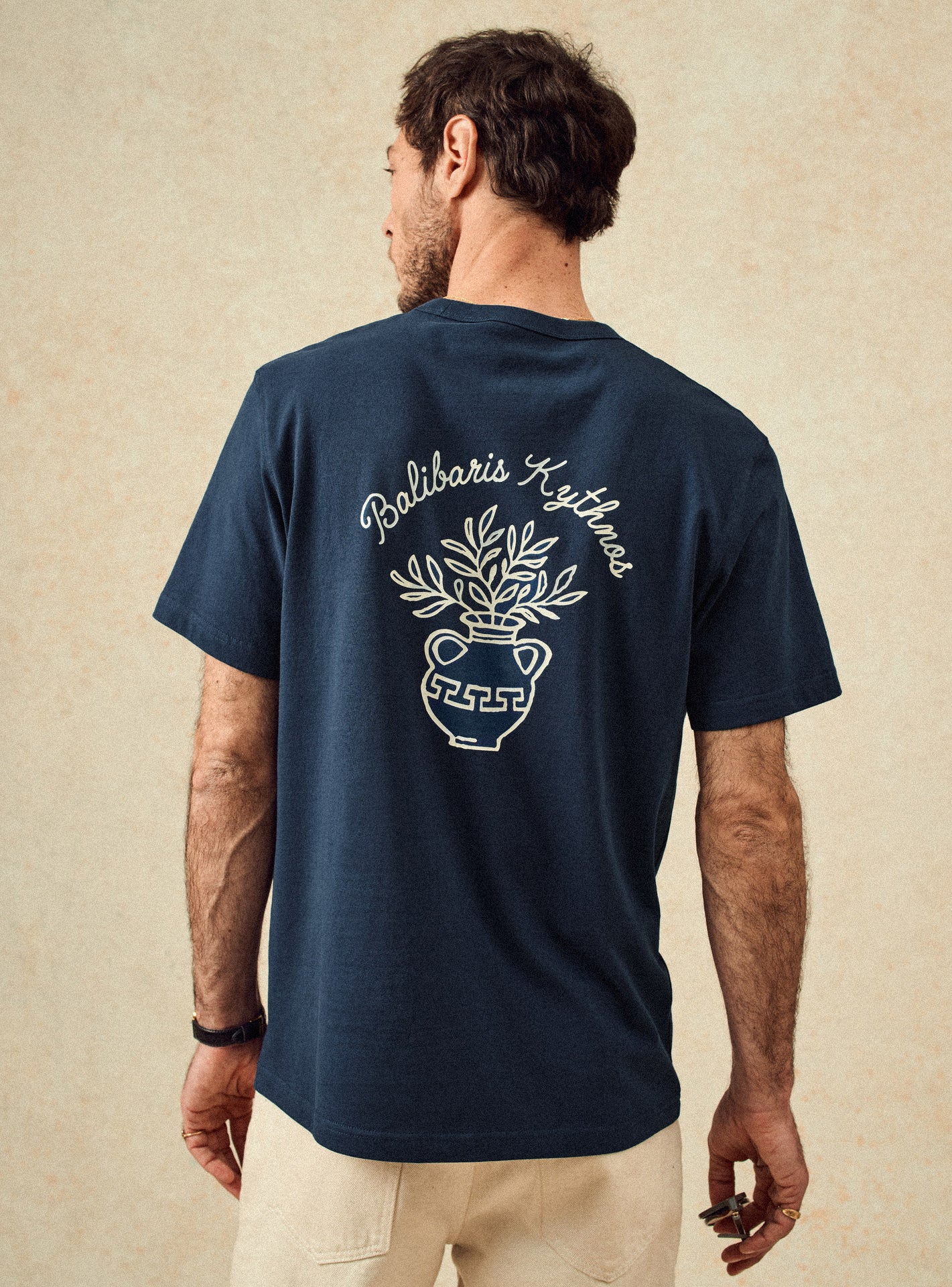 T-shirt Zeus Océan – T-shirt 100% coton bleu avec col rond et coupe ample – gros plan