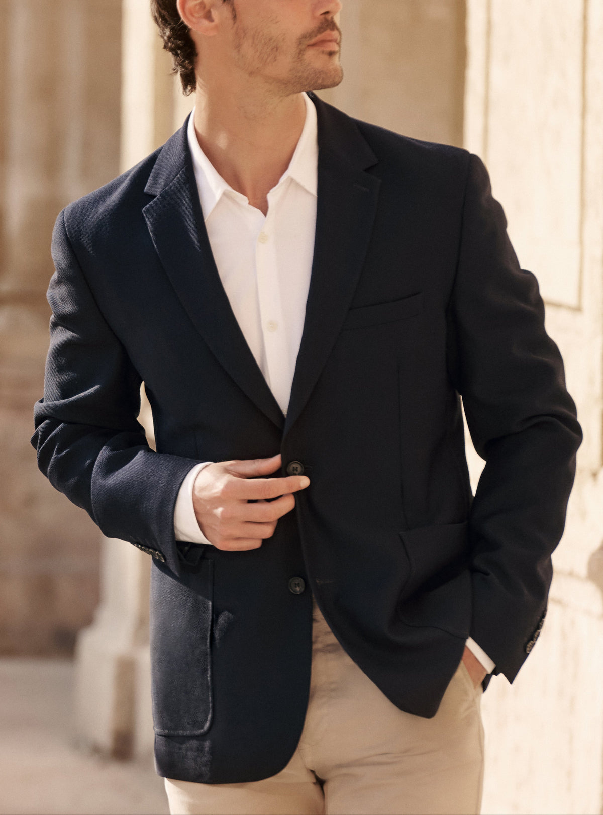 Veste seule Heaton en laine Navy