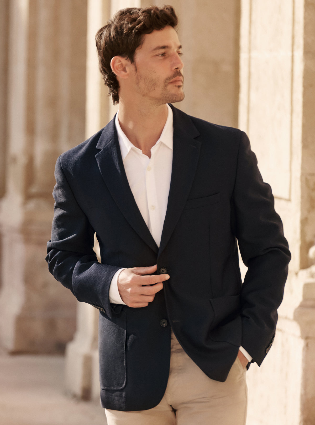 Veste seule Heaton en laine Navy
