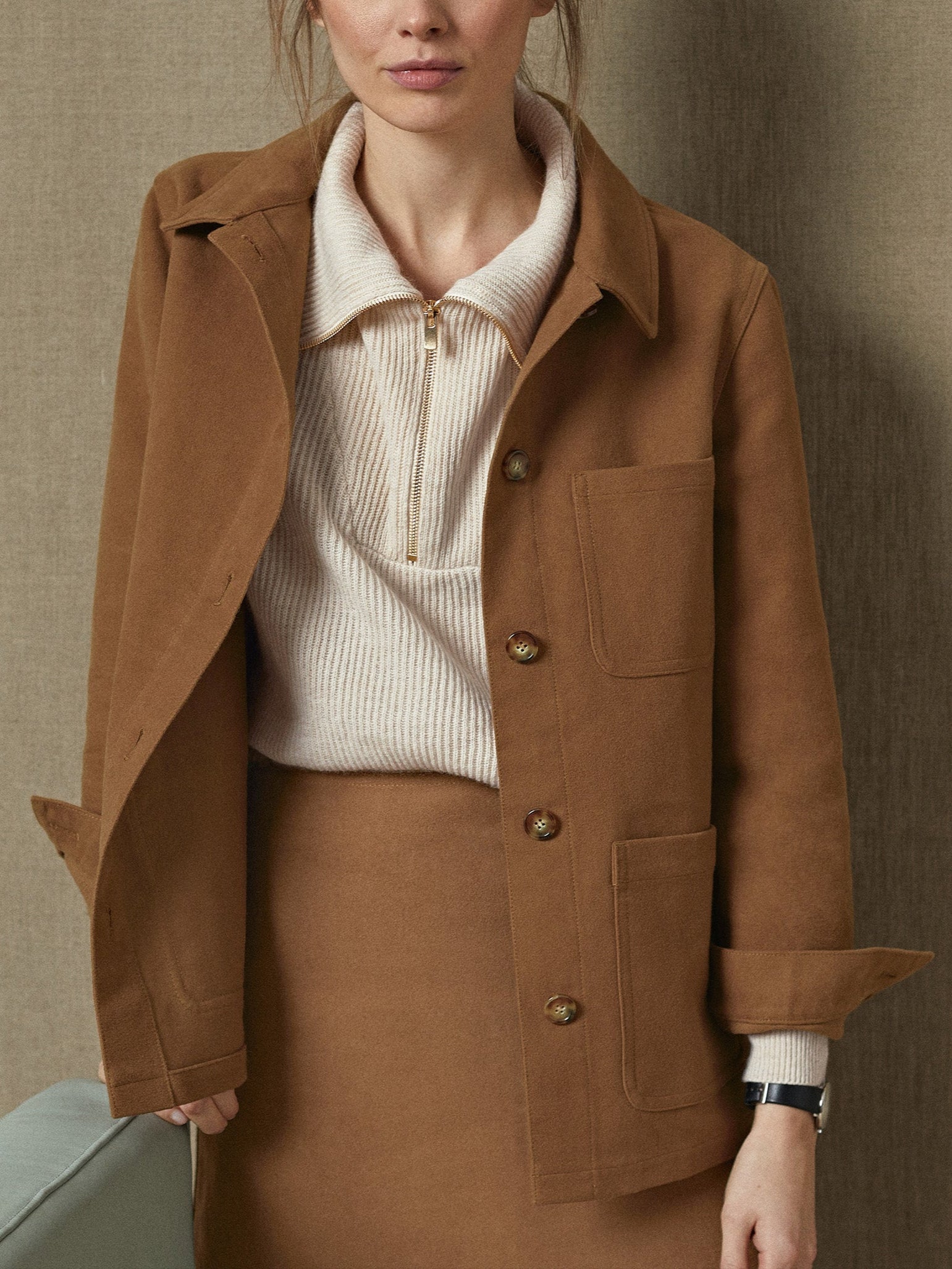 Veste de travail Audrey Camel-1