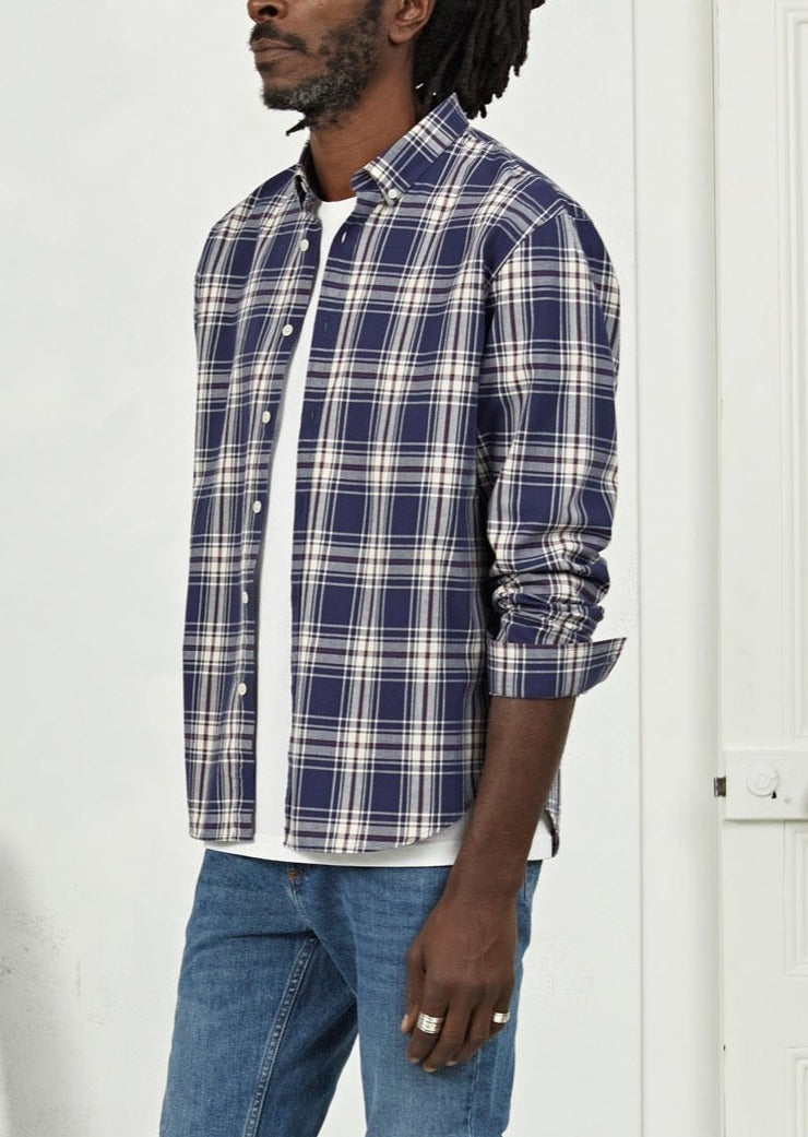 Chemise College à carreaux Navy Ecru-2