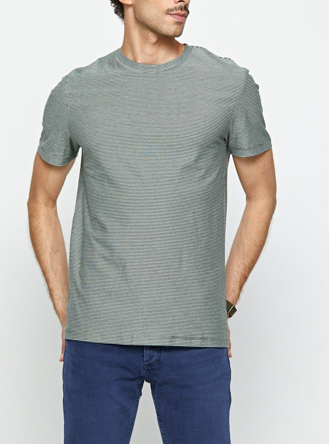 T-shirt Casey Rayé Vert Menthol-2