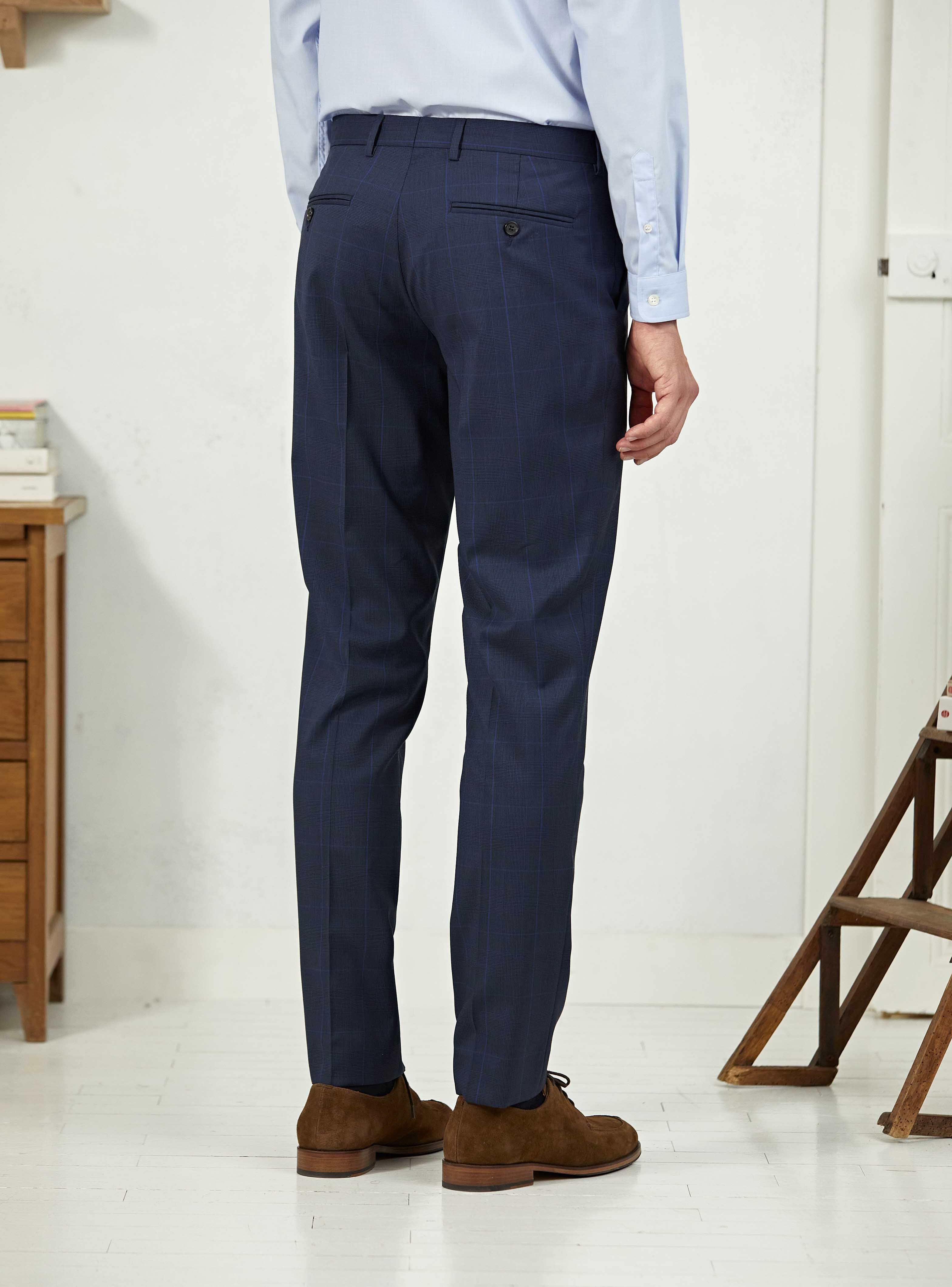 Pantalon de costume Navy Prince de Galles-2