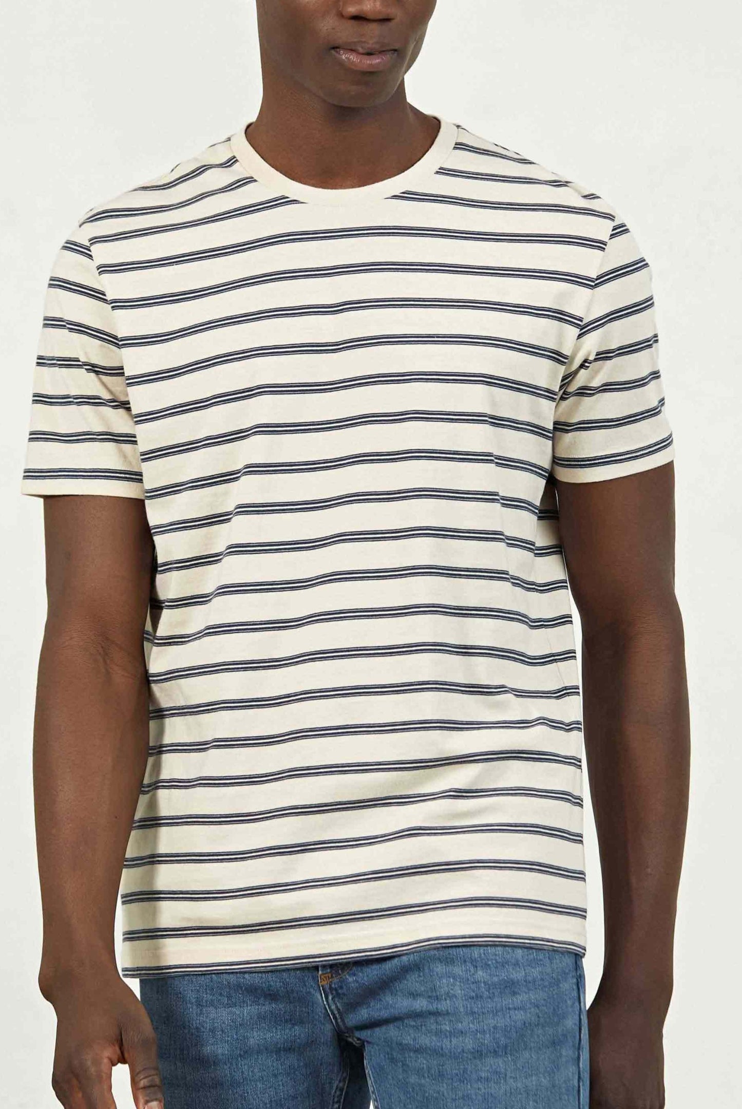 T-Shirt Fred Rayé Ecru Bleu