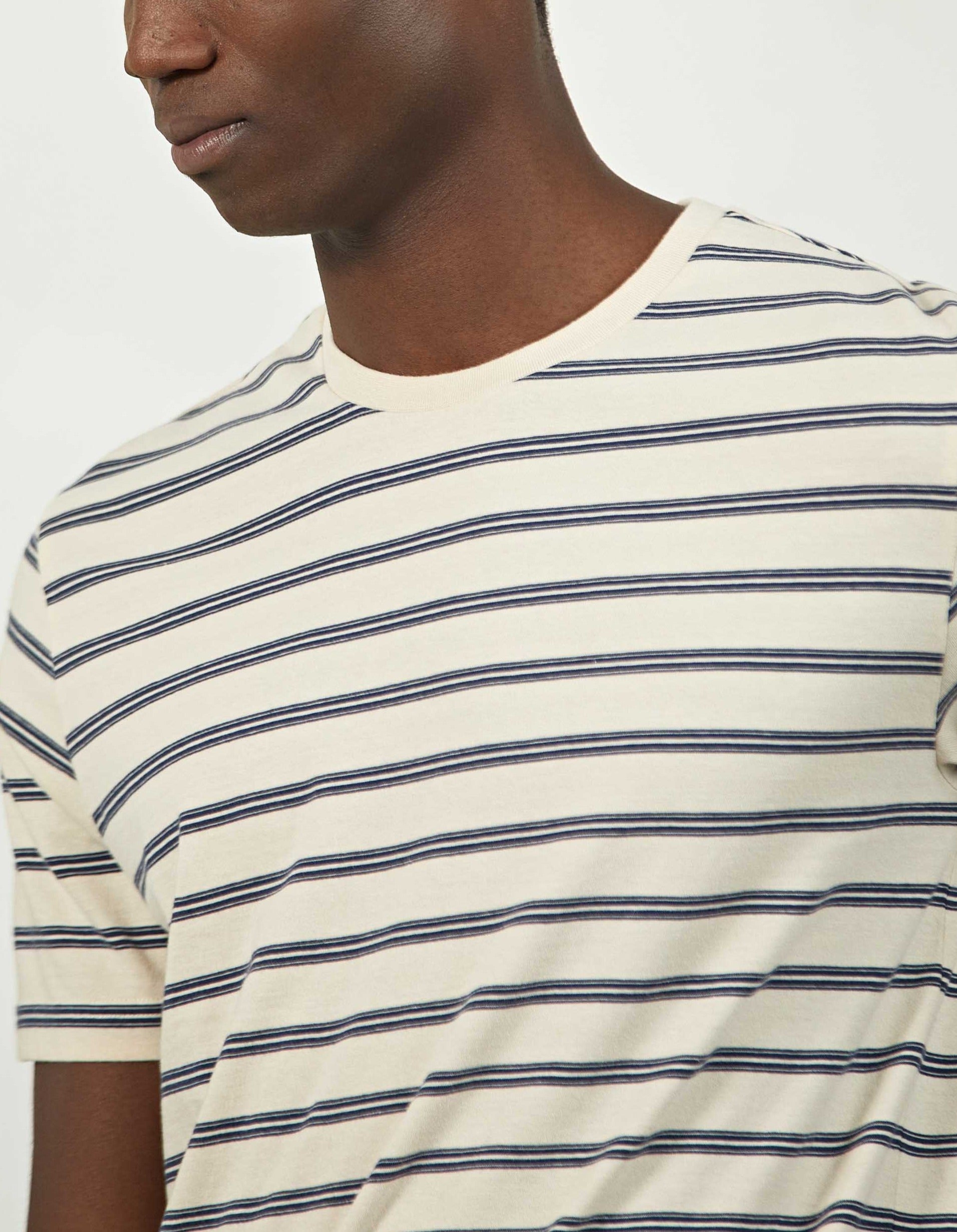 T-Shirt Fred Rayé Ecru Bleu-5