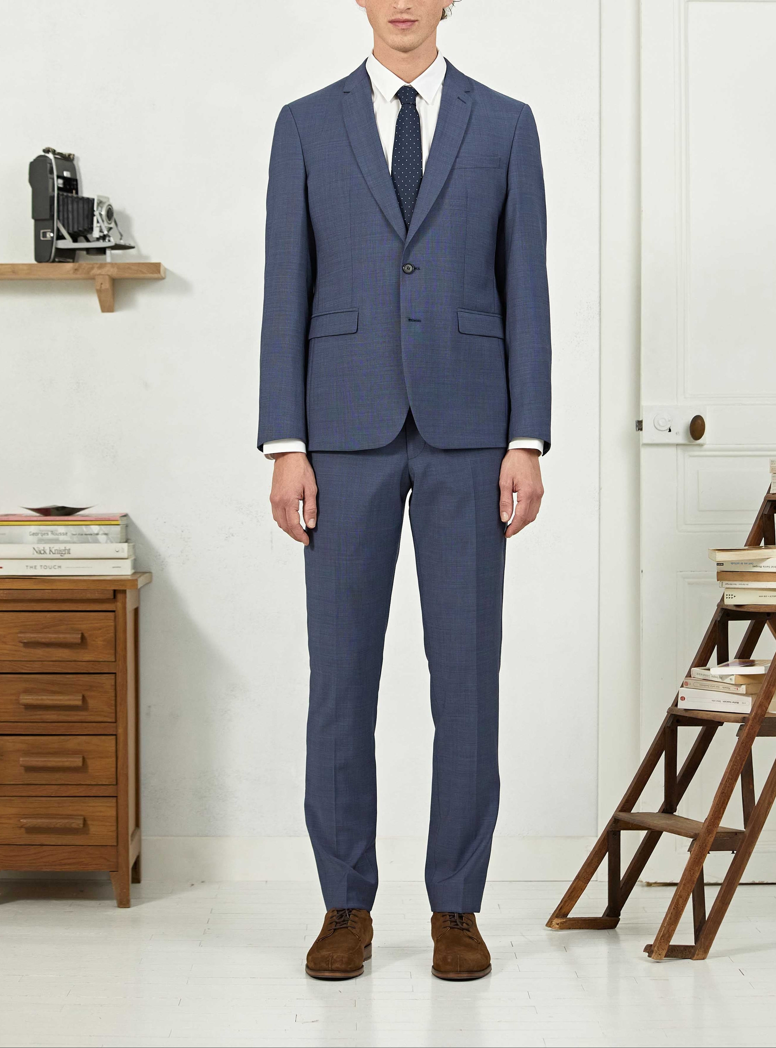 Pantalon de costume Taylor Bleu Mélangé-4